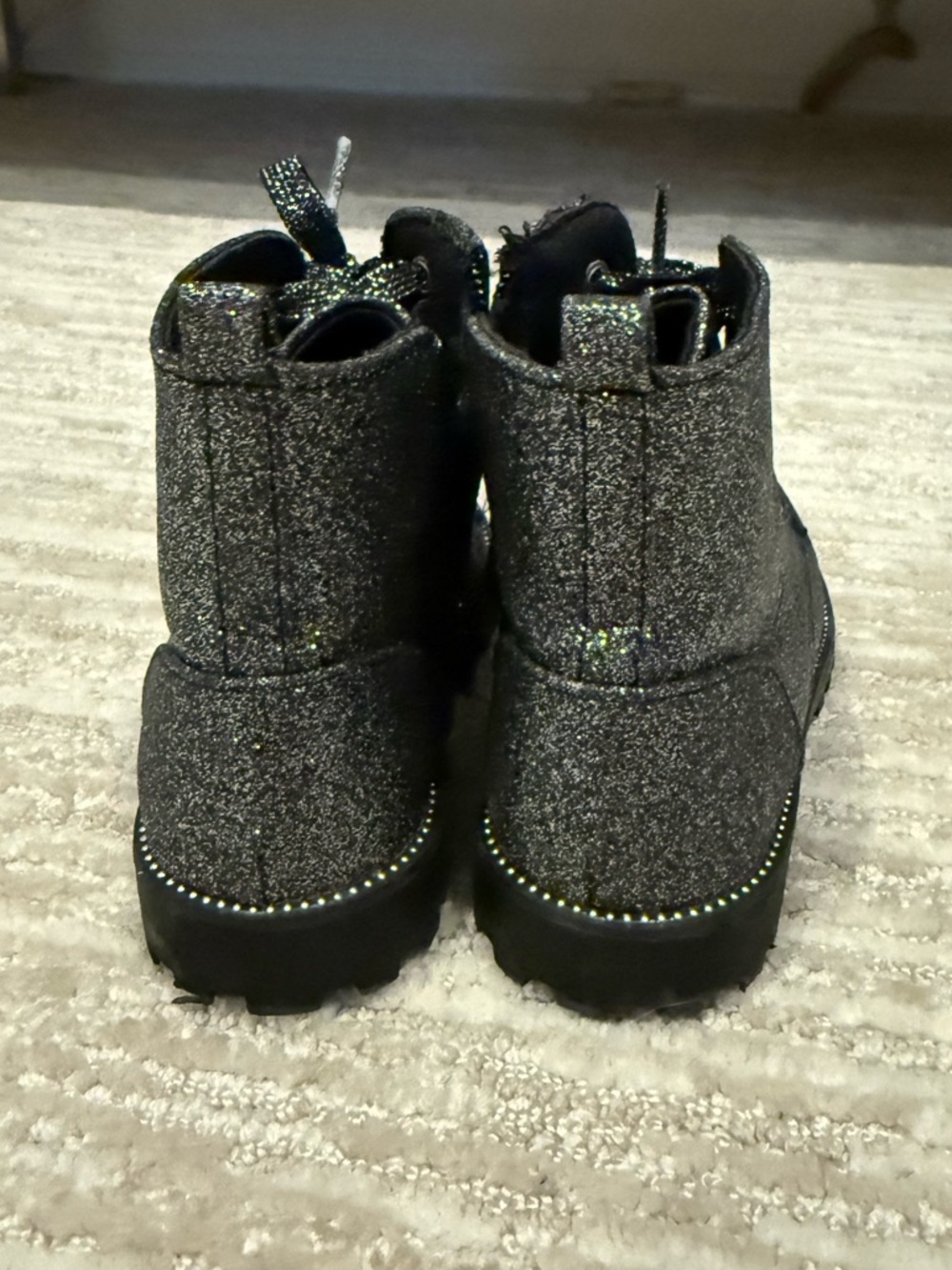 New Rachel Zoe Little Girls Black Silver Sparkle Booties Size 11 - Picture 4 of 6